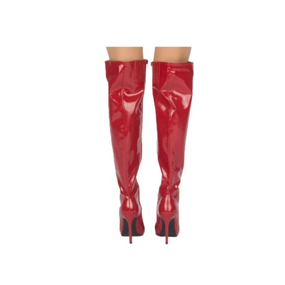 Red Knee High Boots Size 9 - Picture 2 of 4